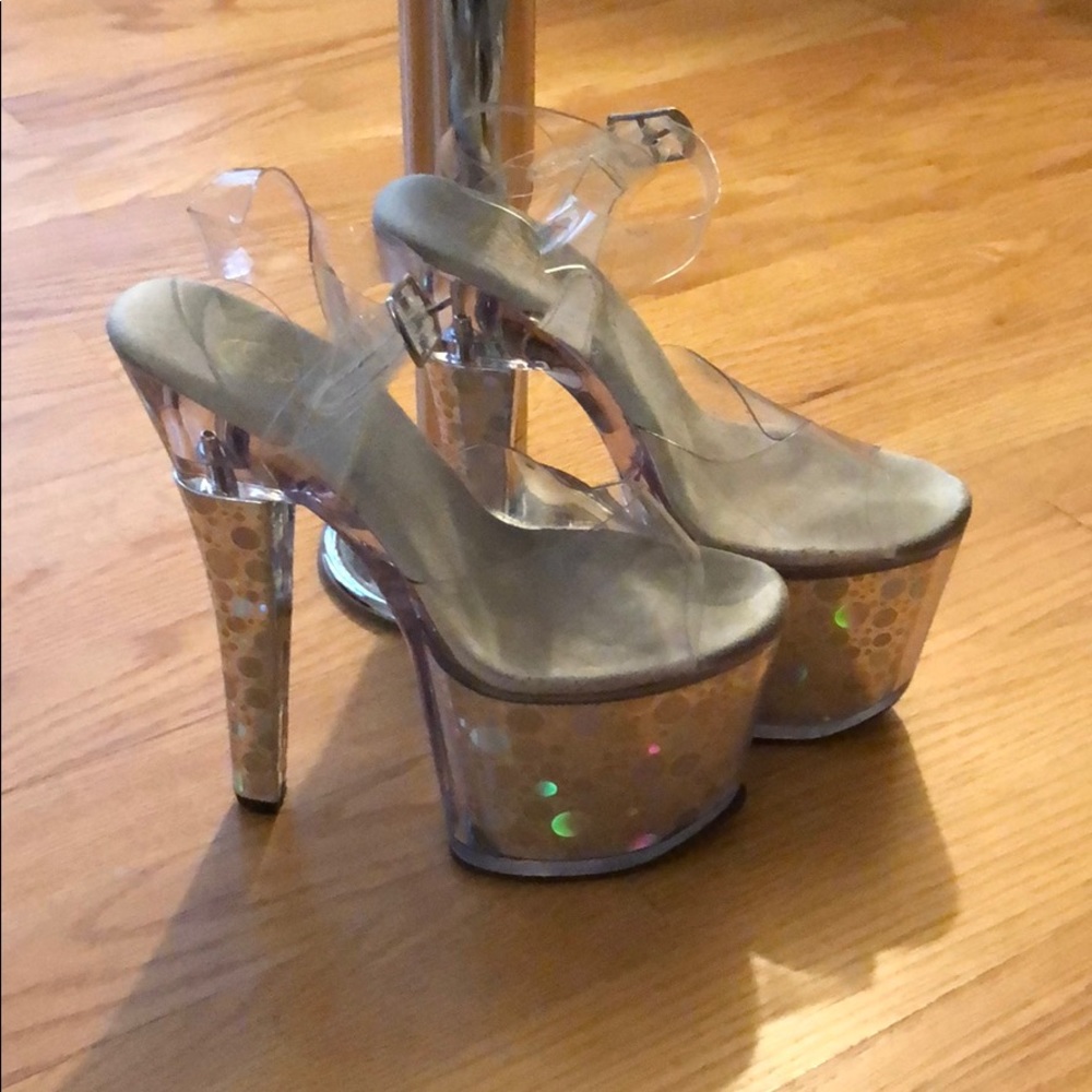 Silver sparkle Pleaser dance/modeling shoes